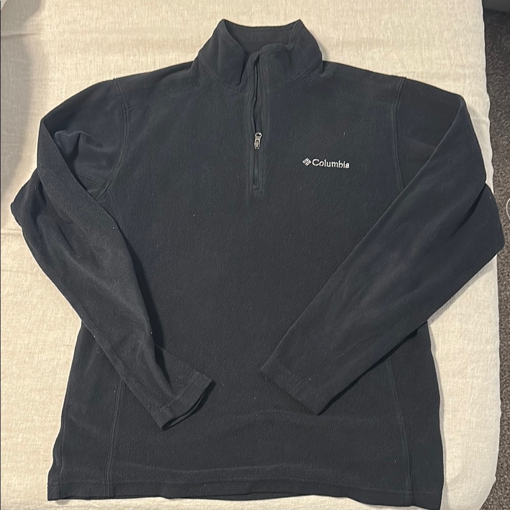 Columbia Black Zip Up Sweater High Collar Fleece